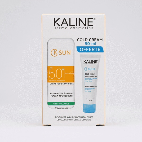 Kaline K-Sun SPF50+ للبشرة المختلطة والدهنية + Cold Cream 50ml | واقي شمس أصلي | Prikado المغرب
