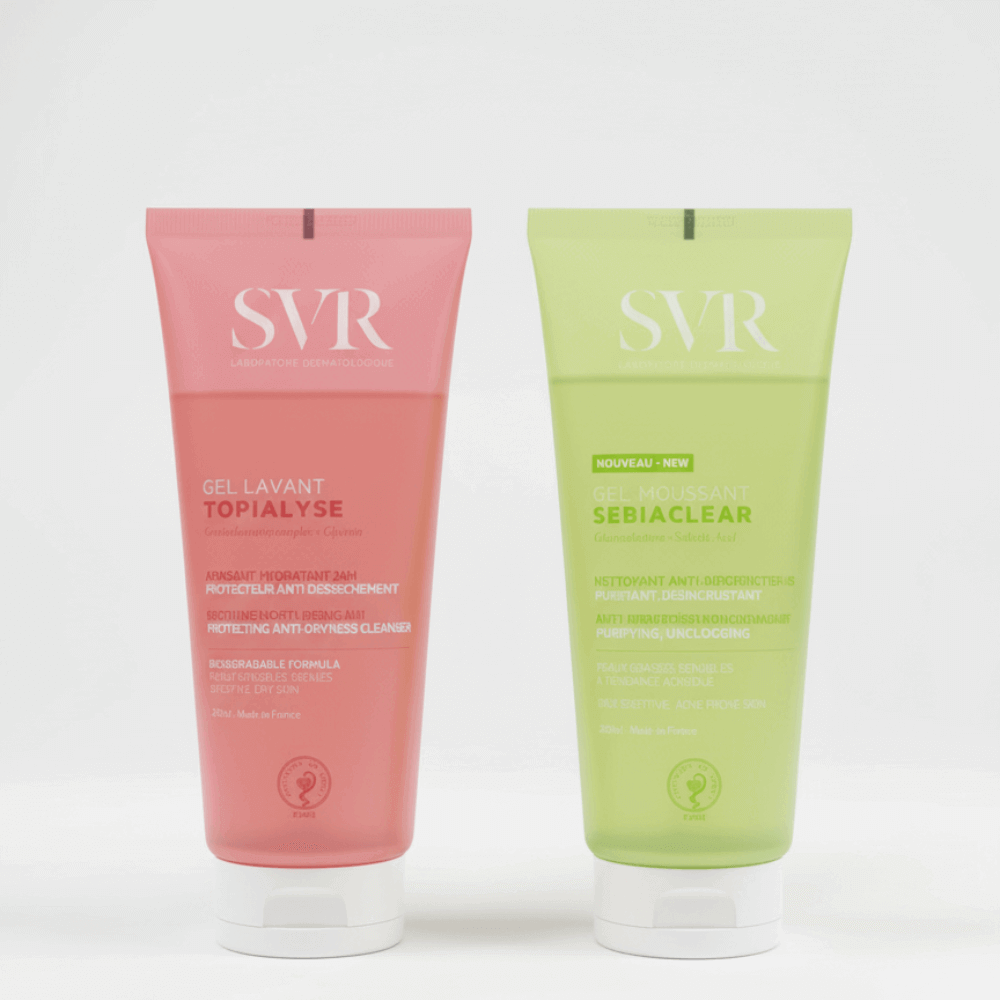 مجموعة غسول الوجه من SVR – Topialyse للبشرة الجافة & Sebiaclear للبشرة الدهنية