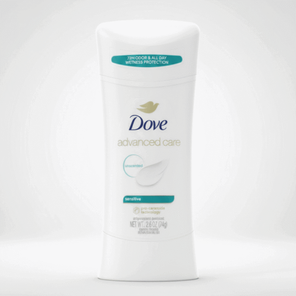 Dove Advanced Care Sensitive – كريم مضاد للتعرق غير معطر للبشرة الحساسة | حماية 72 ساعة