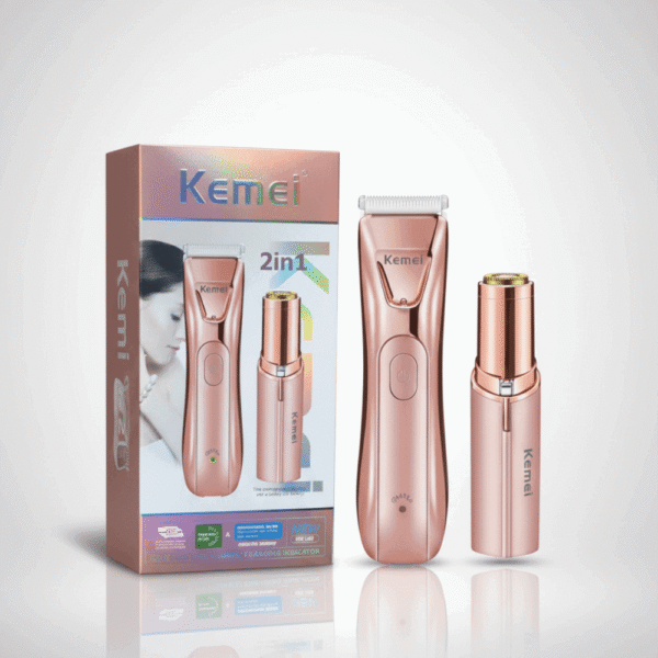 طقم حلاقة كيمي 2 في 1 KM-259 | ماكينة إزالة شعر الجسم والوجه